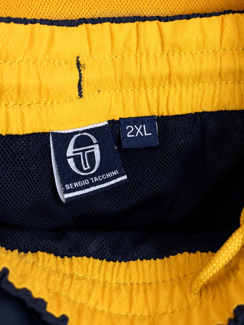 Rare Sergio Tacchini Tracksuit Set Jacket Pants Men's 2XL Yellow Navy - Picture 4 of 7